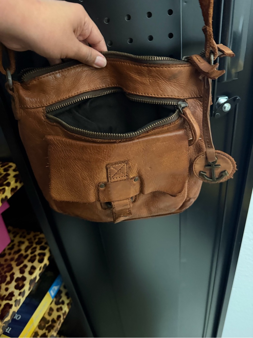 HARBOUR 2nd Brown Leather Crossbody Bag with Anchor Charm - Picture 3 of 6